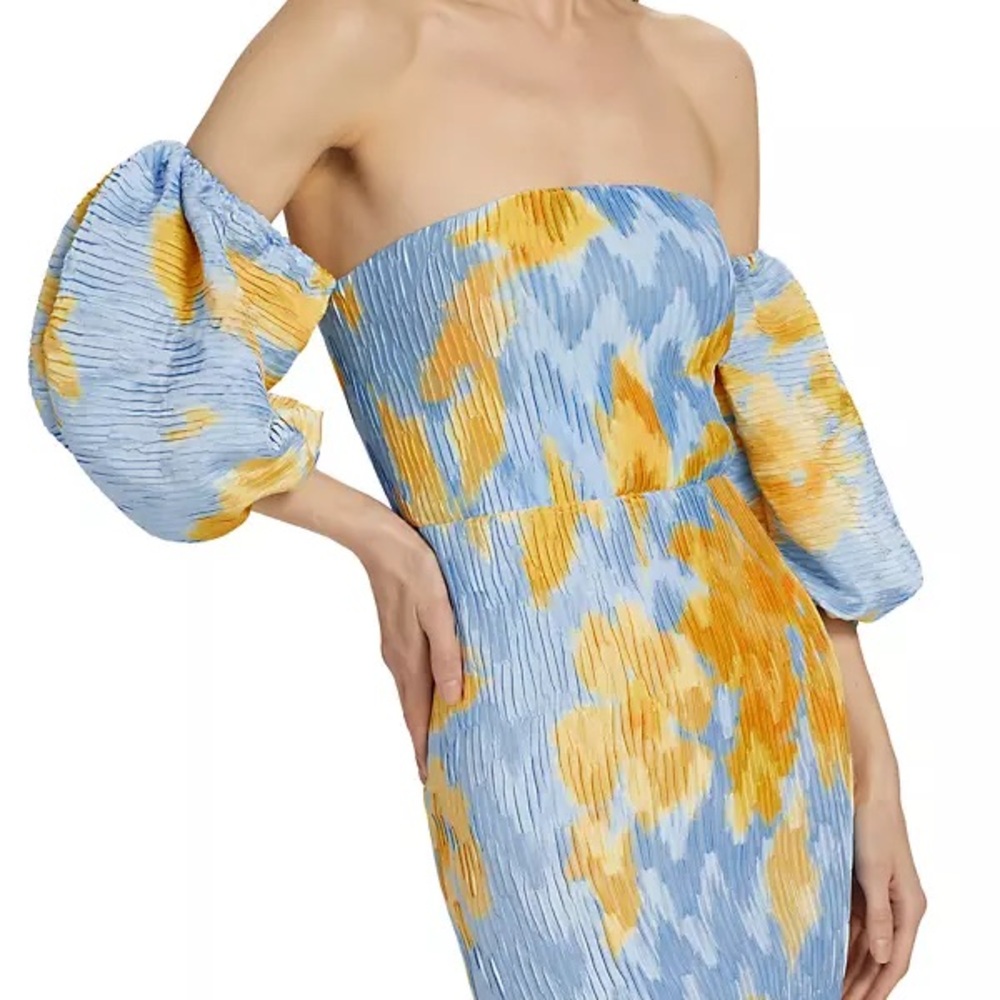 Strapless Blue and Yellow Dress